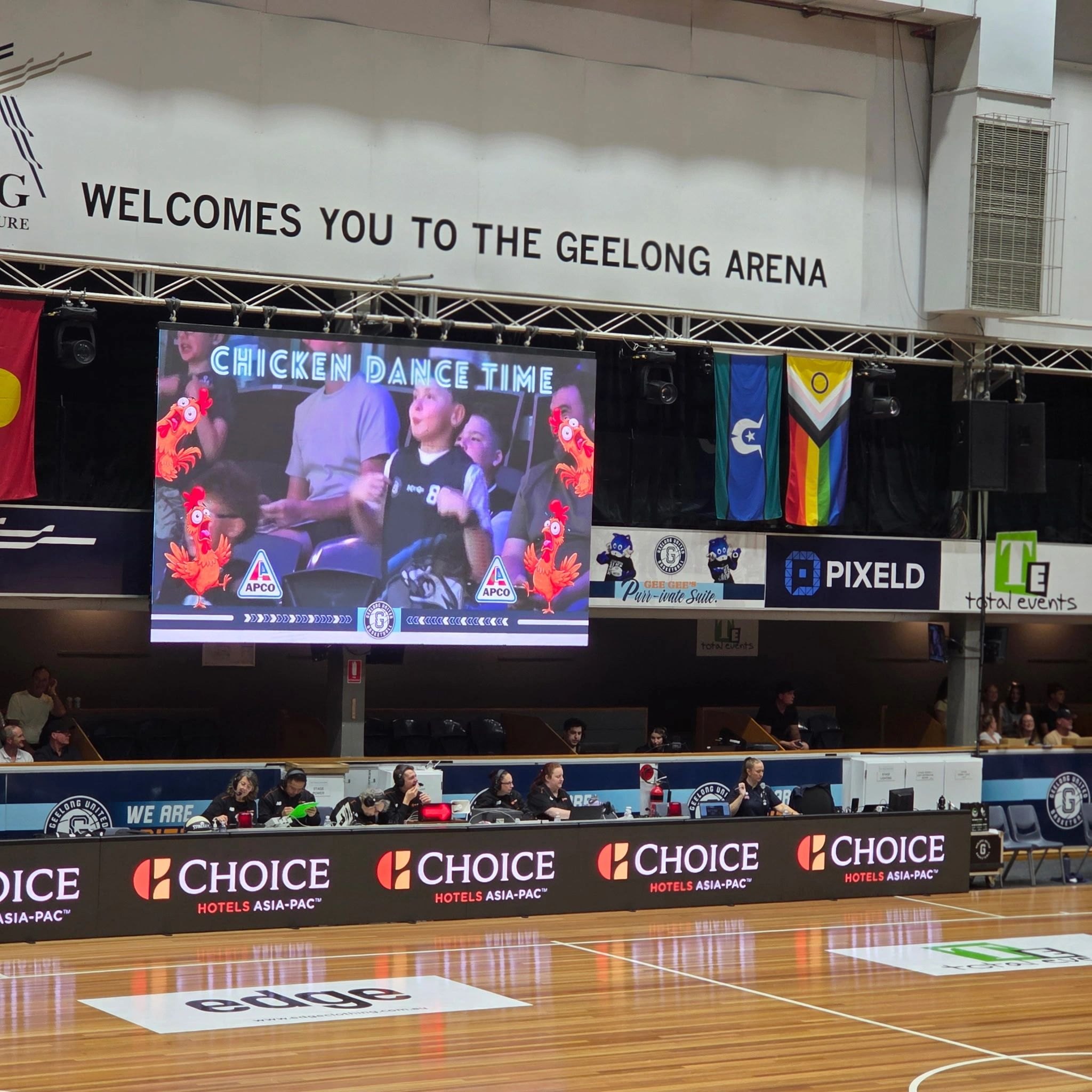 Bobcats families up on the big screen at Geelong Arena